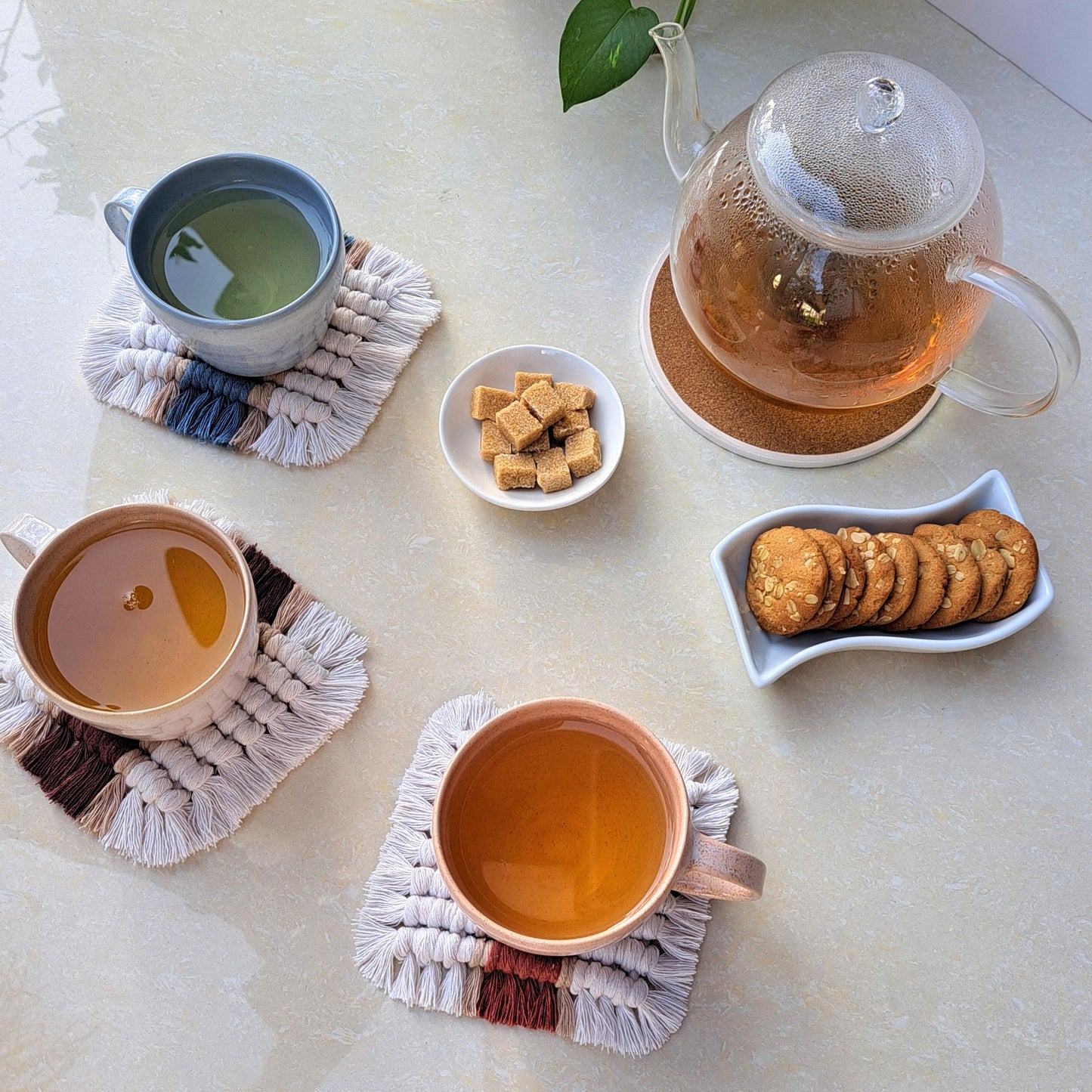 Family Set of Mugs & Coasters