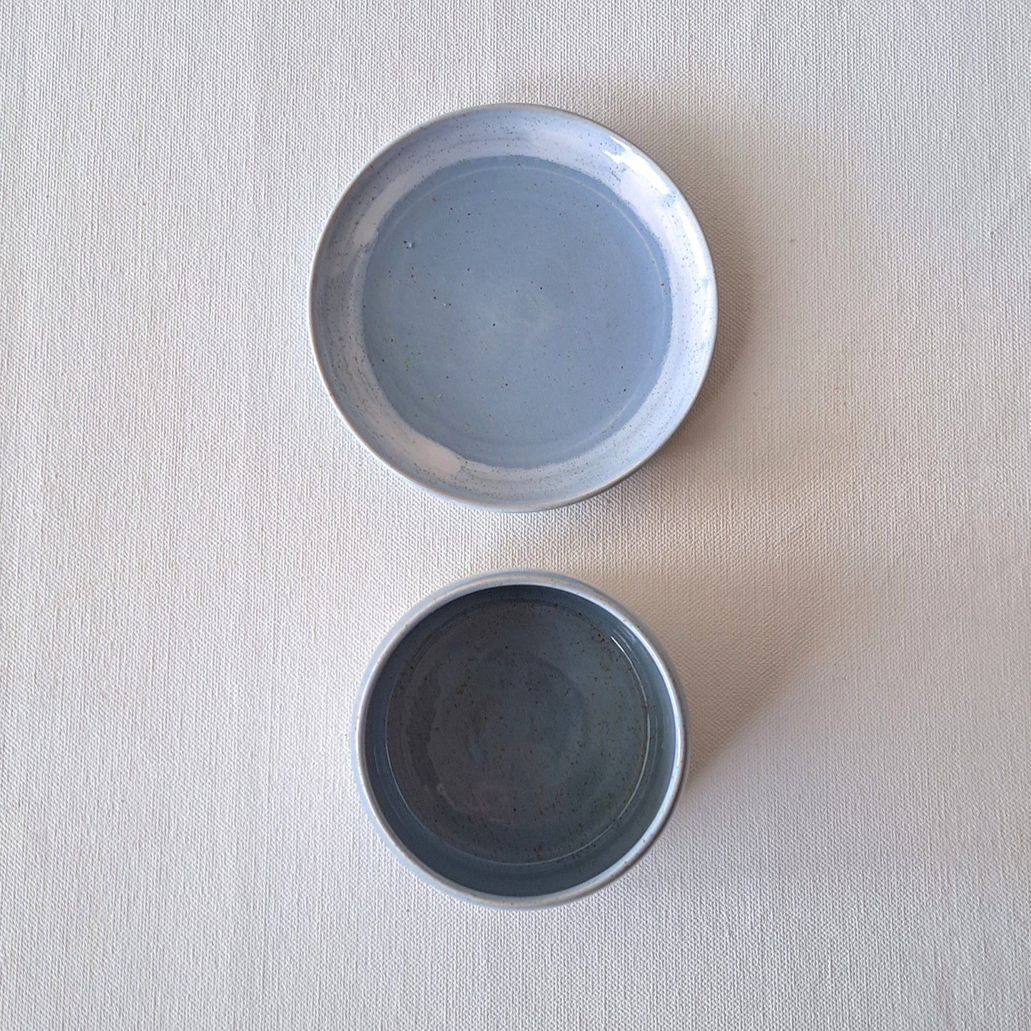 Wide Speckled Cup and Saucer in Blue
