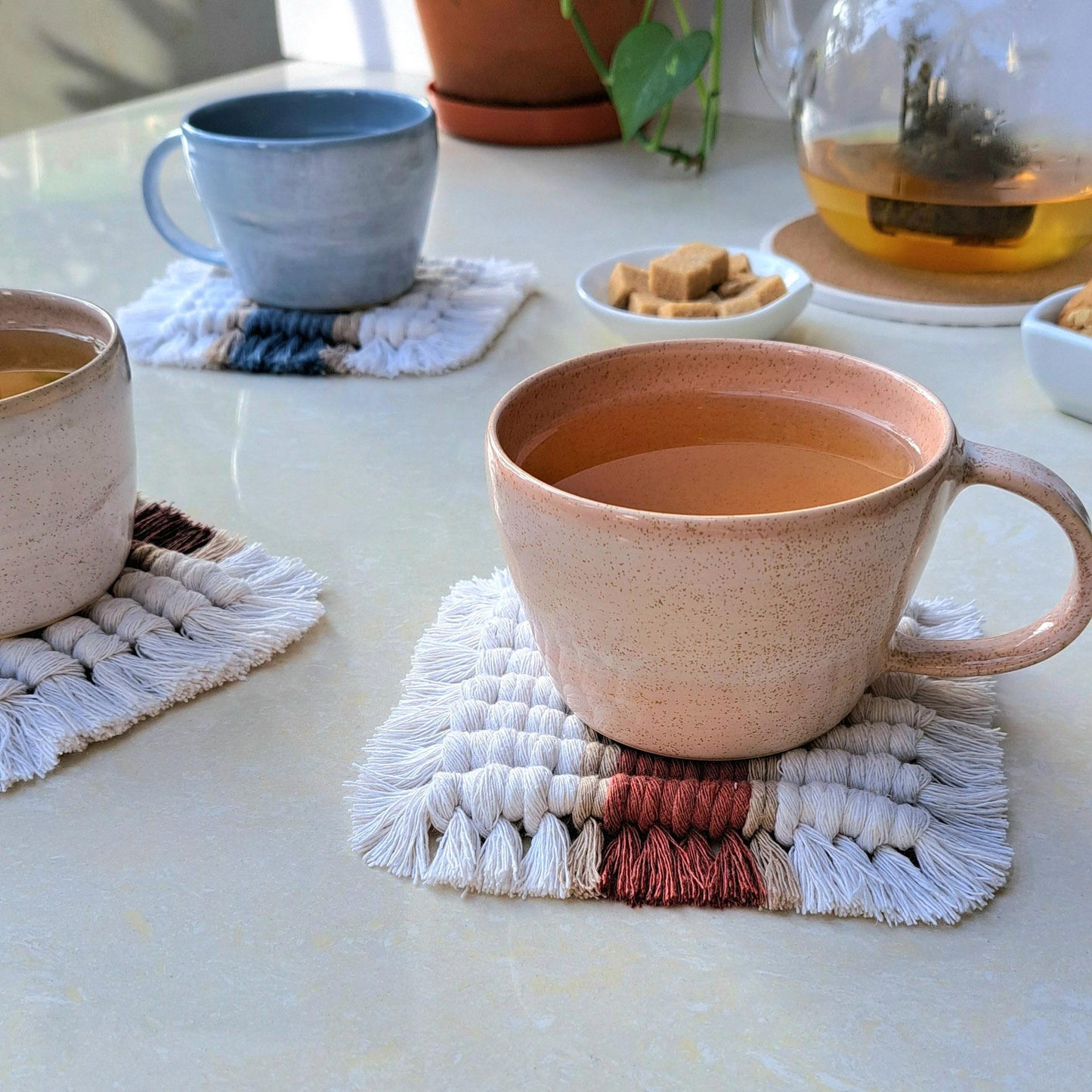 Family Set of Mugs & Coasters