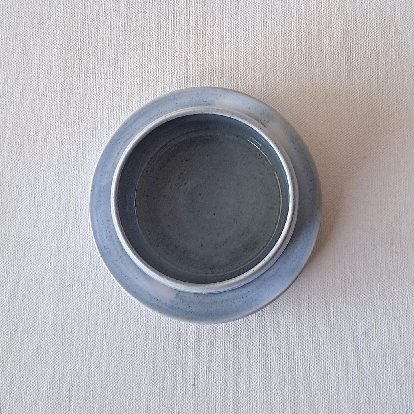 Wide Speckled Cup and Saucer in Blue